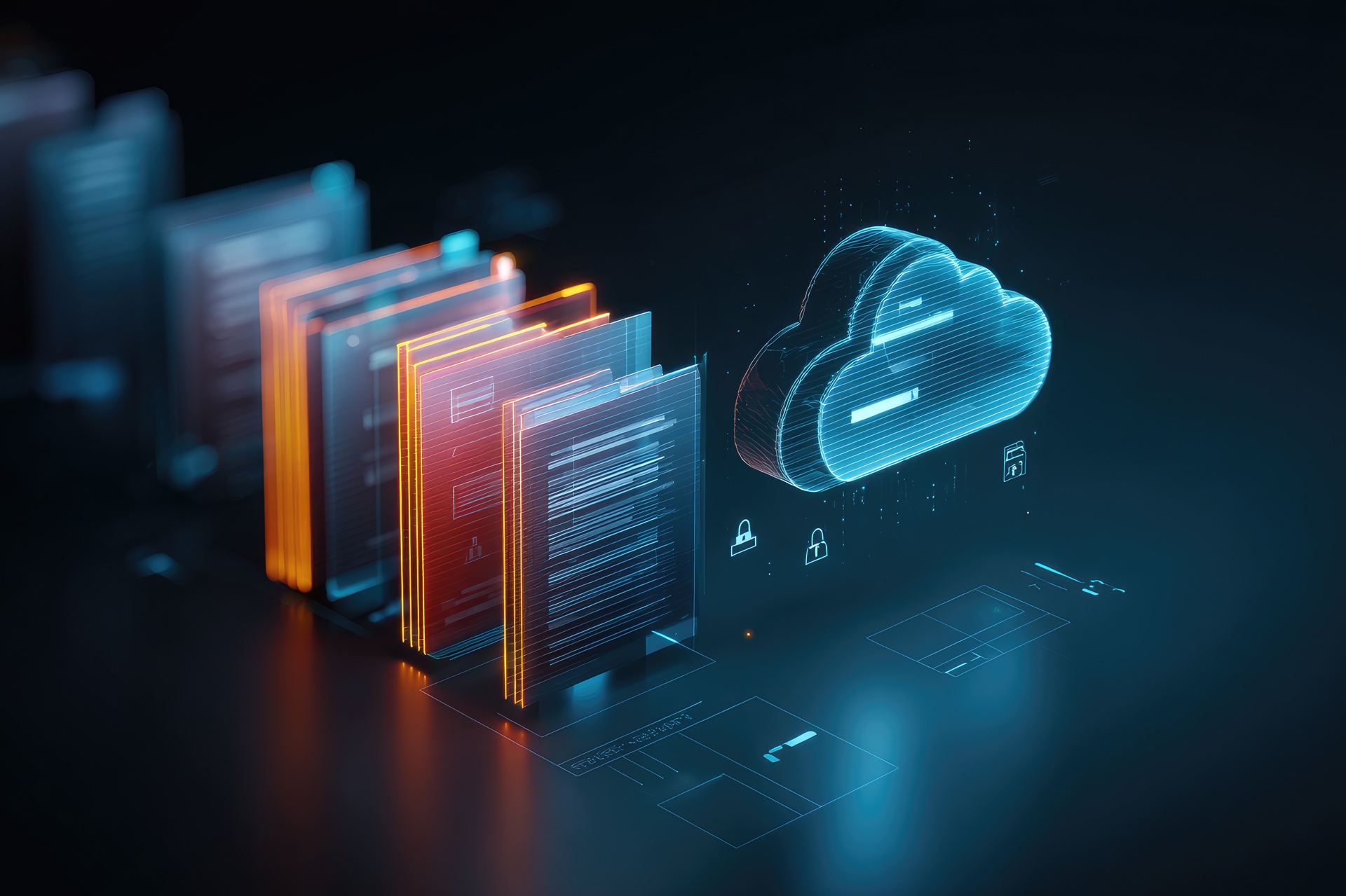 Digitale Cloud mit Datenstruktur und Dateien | Pmcf