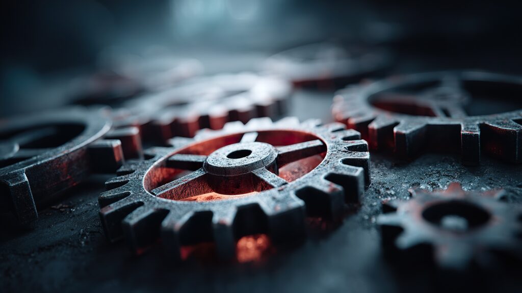Zahnraeder symbolisieren reibungslose Industrieprozesse | Software für Logistik
